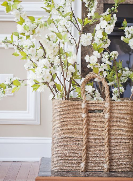 Transform a plain bag into a rope basket
