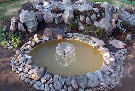 Turn an old tyre into a tranquil pond 