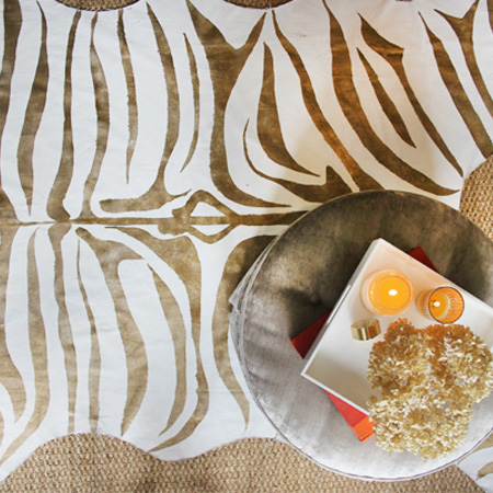zebra rug print stencil paint