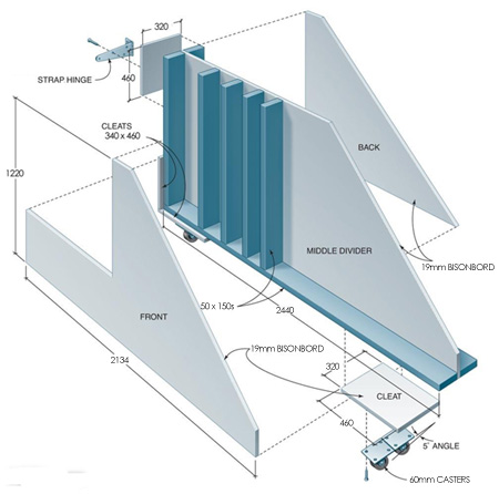 Store large offcuts of timber and board