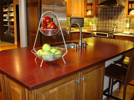 kitchen countertop made from 100% recycled materials