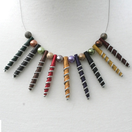 nespresso foil cup necklace choker brooch ring earrings 