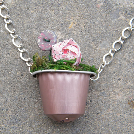 nespresso foil cup necklace choker brooch ring earrings 