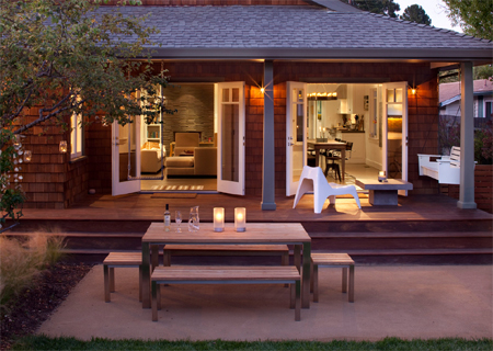 Modern home filled with warm wood accents