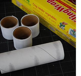 Make serviette rings from cardboard tubes