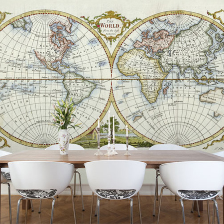decorate with world maps wallpaper