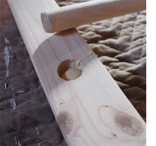 Make a weathered wood towel rack vinegar and steel wool