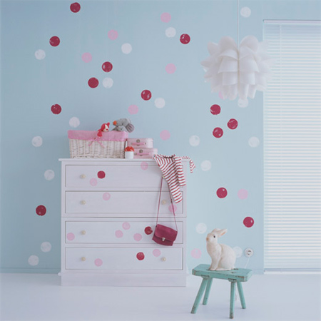 Polka dot painted walls and furniture 
