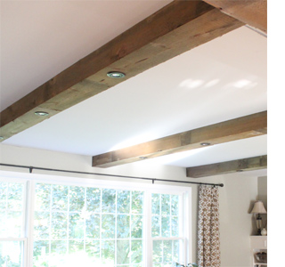 Faux beamed-ceiling with downlights