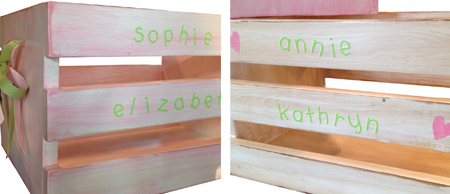 Storage crates for nursery or bedroom