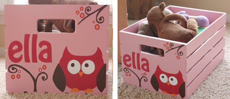 painted wood crates for toy storage