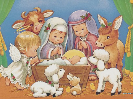 Nativity scene tree ornaments