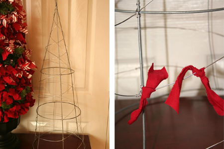 fabric scrap christmas tree  festive holiday christmas decoration