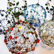 Wire and bead tree ornaments