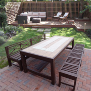 Outdoor garden table and benches 