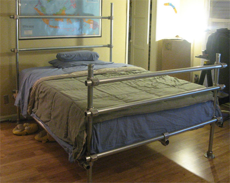 Make a bed using industrial galvanized steel pipe 