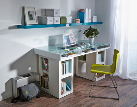 Home Dzine Home Diy Home Office Desk With Glass Topped Storage Space