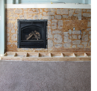 Build a fireplace surround with mantel shelf 