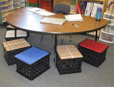 recycle upcycle plastic crates into upholstered stools or chairs