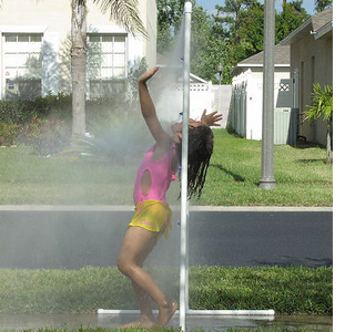 Kids water spray with PVC pipe 