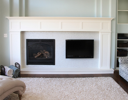 Build a fireplace surround with mantel shelf 