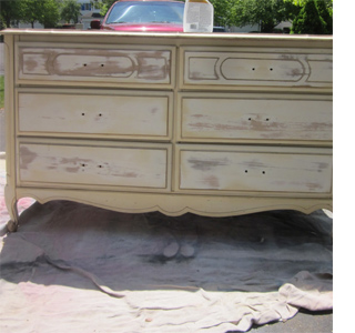 Transform furniture with lace and spray paint 