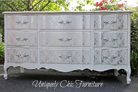 Transform furniture with lace and spray paint 
