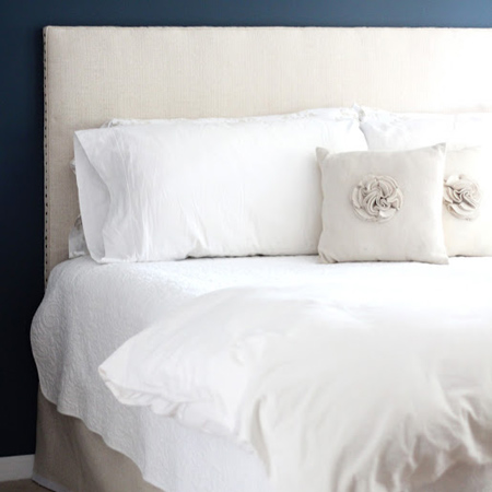 Easy technique for nailhead trim on upholstered headboard