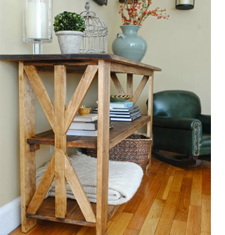 Make a rustic console table or shelf unit 