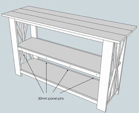 Make a rustic console table or shelf unit 