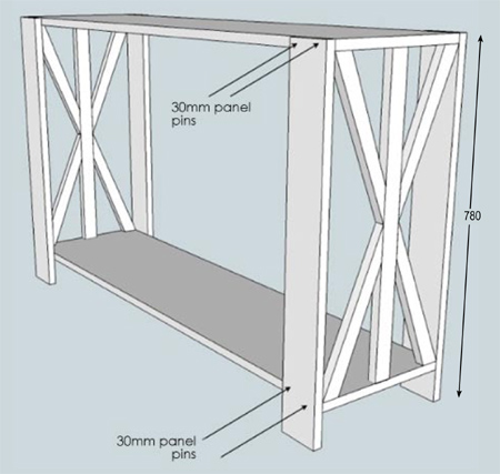 Make a rustic console table or shelf unit 