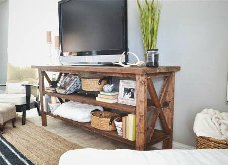 Make a rustic console table or shelf unit