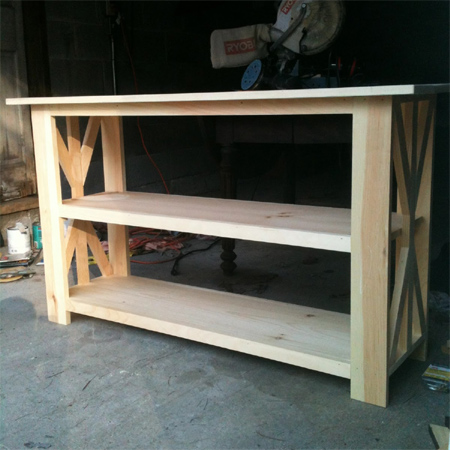 Make a rustic console table or shelf unit 