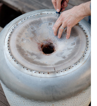 stainless steel washine machine drum upcycle to firepit