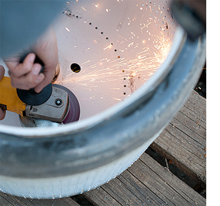stainless steel washine machine drum upcycle to firepit