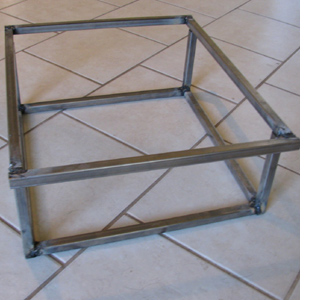 Make a wooden coffee table with steel frame base