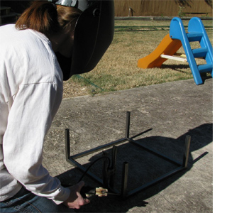 Make a wooden coffee table with steel frame base