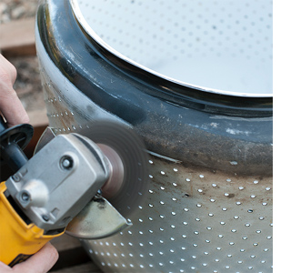 stainless steel washine machine drum upcycle to firepit