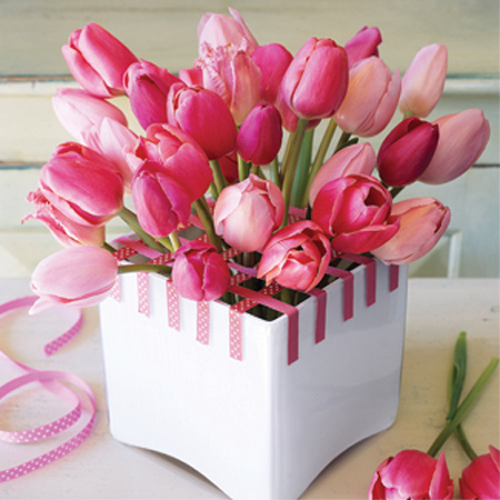 tulips fresh spring flower arrangement display