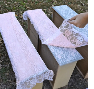 Transform furniture with lace and spray paint 