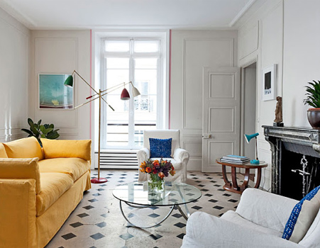 Colourful home interiors interior design yellow white blue