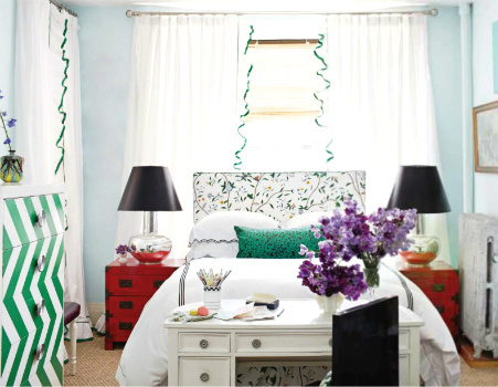 Colourful home interiors interior design emerald green lilac purple black red white