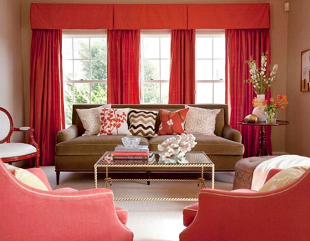 Colourful home interiors interior design orange tangerine brown taupe gold