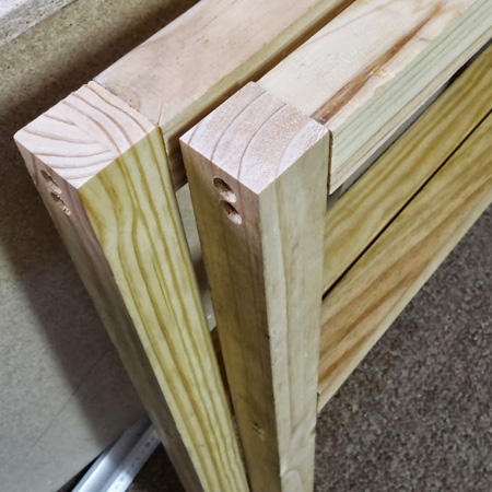 One set of legs is narrower than the other