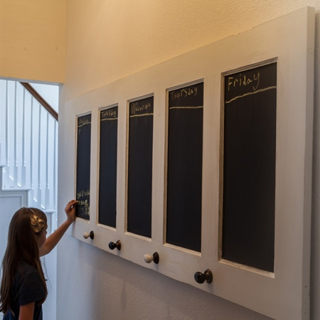 ideas and ways to repurpose upcycle recycle use old doors chalkboard notice board