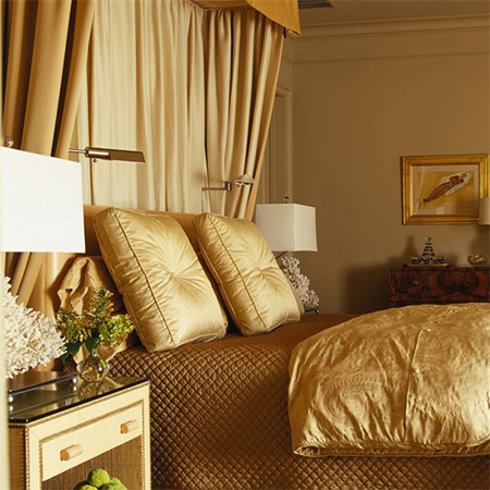 gold metallic accents and soft furnishings adds warmth and texture to home