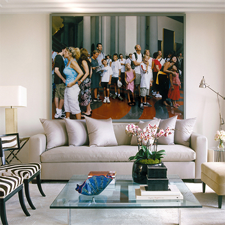 add art or photographs into a room setting to add personality and atmosphere