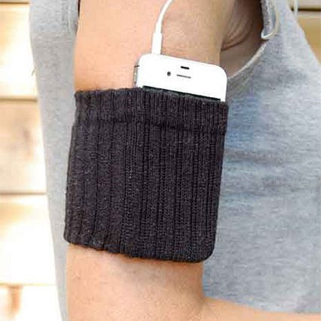 Keep your hands free with a sock or jersey sleeve cuff for your cellphone or ipod. 
