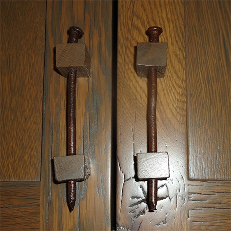 rusty nails and blocks of wood diy handles