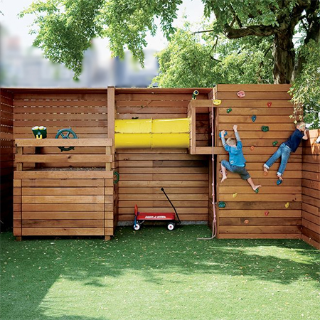 kid child friendly outdoor ideas disguise hide cover vibracrete walls